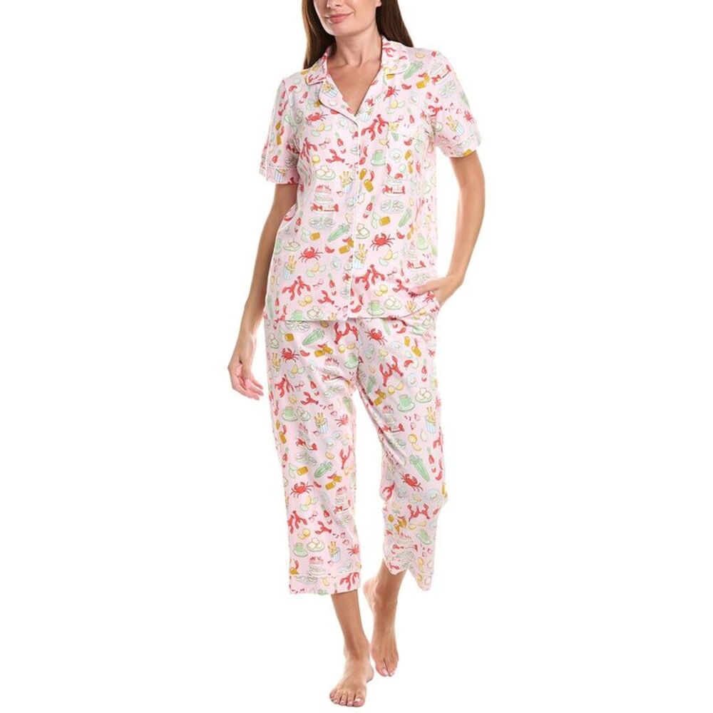 Bedhead Womens  2Pc Crop Pajama Set, Blue